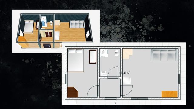 Проект каркасного дома. Гостевой дом с односкатной крышей. Металлические ворота и заезд. 2# смотреть онлайн