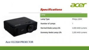 ACER X1226AH PROJECTOR SPECIFICATIONS