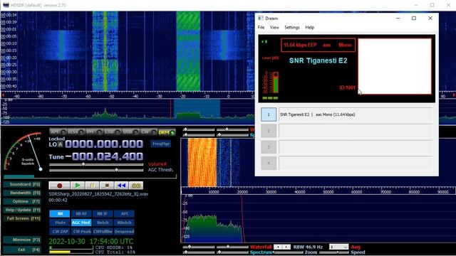 27.08.2022 18:25UTC, [41m, drm], Международное радио Румынии, 7245кГц