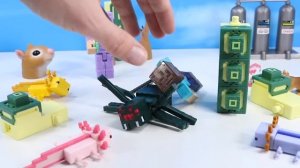 Minecraft Electronic Warden Action Figure Builds an Axolotl End Portal Pond Mattel Review