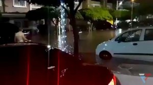 Flash flood in Maracaibo, Venezuela. Night flood Venezuela. Natural Disasters. Bad Weather. Сlimate