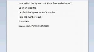 How to find Square root and cube root in Microsoft Excel 2007 or 2010?