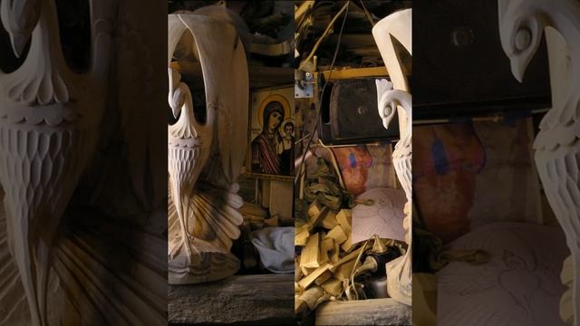 Процесс резьбы скульптуры "Павлин" смотреть онлайн