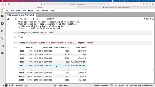 Programming Essentials Python - Overview of Pandas Libraries - Projecting and Filtering