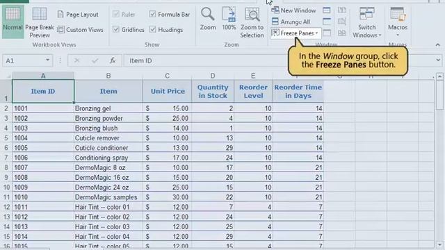Freezing and Unfreezing Rows and Columns in Microsoft Excel 2013 (Lesson 4.10) смотреть онлайн