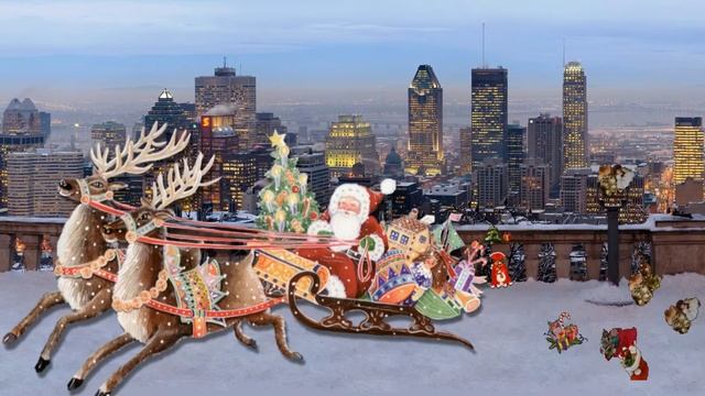 Футаж Спешит на праздник Дед Мороз HD смотреть онлайн