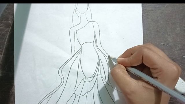 how to draw fashion dresses for beginners || beautiful dress design step by step смотреть онлайн