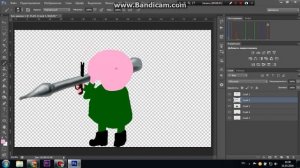 Рисунок в Фотошопе Свинка Пеппа превратилась в солдата