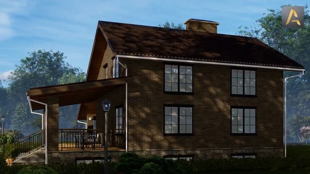 Уютный дом в котором продуманно все. Проект дома с цокольным этажом, террасой и навесом для авто смотреть онлайн