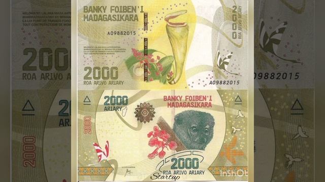 Банкноты мира.Banknotes Of The World. Банкноты Мадагаскара.Нумизматика.Нумизмат.Банкноты.Startup-159