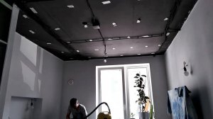Монтаж парящего потолка из гипсы  (каркас )