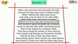 Sonnet 12 by William Shakespeare in Hindi|Line by Analysis|