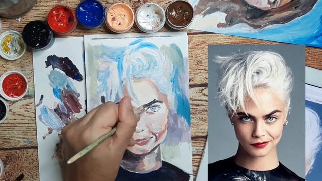 Рисую портрет | Портрет для начинающих | Как нарисовать портрет акриловыми красками. смотреть онлайн