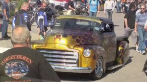 V8 SOUND!!! '51 GMC top chop lowrider custom car, air ride, chicano style