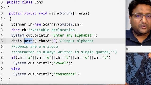 Java Programming String Concept of Consonant Vowel