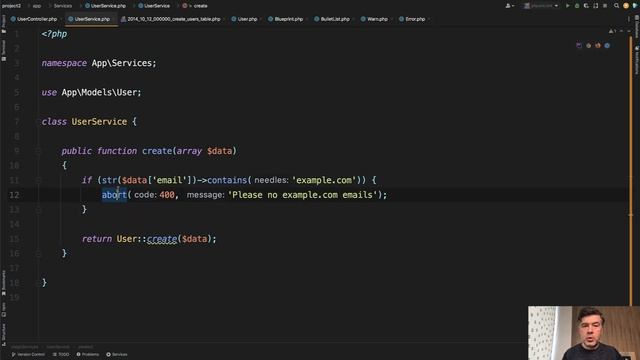 Laravel Service Error: Abort or Throw Exceptions?