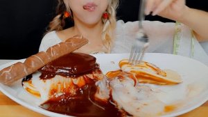 ASMR WHITE CHOCOLATE LAVA PANCAKES & BUENO CHOCOLATE PANCAKES (Eating Sounds) MUKBANG 먹방