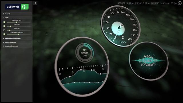 Qt Quick 3D DynamicMeters Demo смотреть онлайн