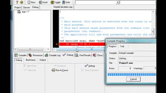 Debugging with DevC++