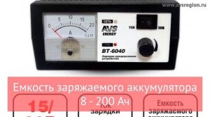 Зарядное устройство для автомобильного аккумулятора AVS BT 6040 20A 12, 24V