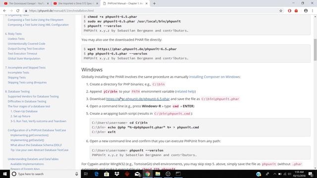 Installing Phpunit in Windows 10