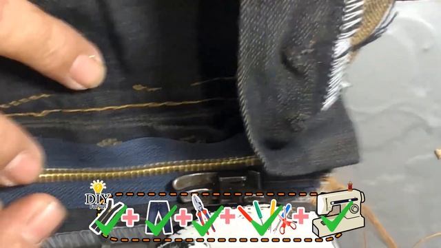 REPLACE THE BUTTONS OF JEANS TO A ZIPPER смотреть онлайн