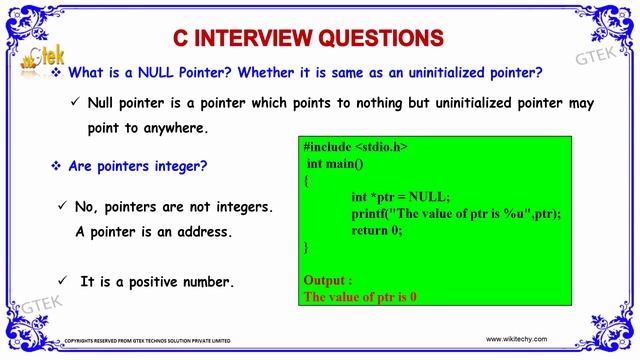what is a NULL Pointer in c | C programming interview questions | wikitechy.com смотреть онлайн
