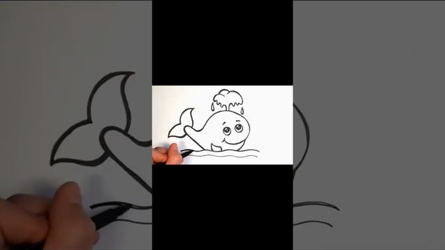 Как нарисовать КИТА  / How to Draw a Whale fo Kids