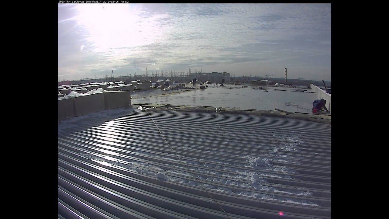 Монтаж СПЕКТР-15 в зимнее время ПВХ мембраны Rhenofol CV 2012-02-06