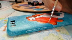 разрисовываю старый чехол для телефона акриловыми красками⭐