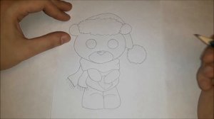 Рисуем Кавайного Новогоднего мишку вместе! Как нарисовать мишку Kawaii? #drawings