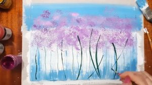 Мастер класс, рисуем пейзаж гуашью. Рисуем поле тюльпанов, легко. Рисуем тюльпаны гуашью, поэтапно.