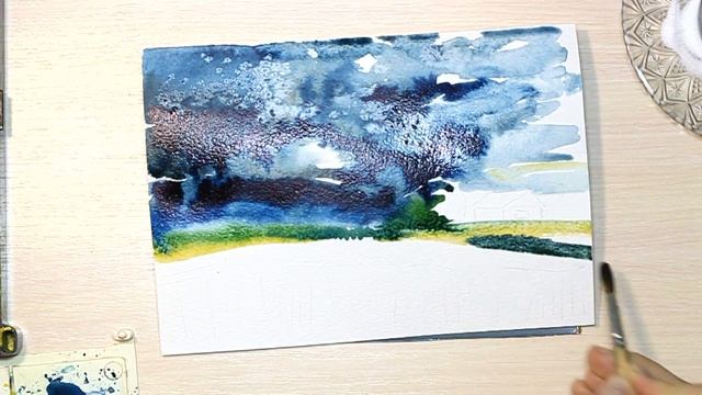 Рисуем пейзаж акварелью! Пейзаж перед грозой! Живопись | How to Draw landscape in watercolors смотреть онлайн