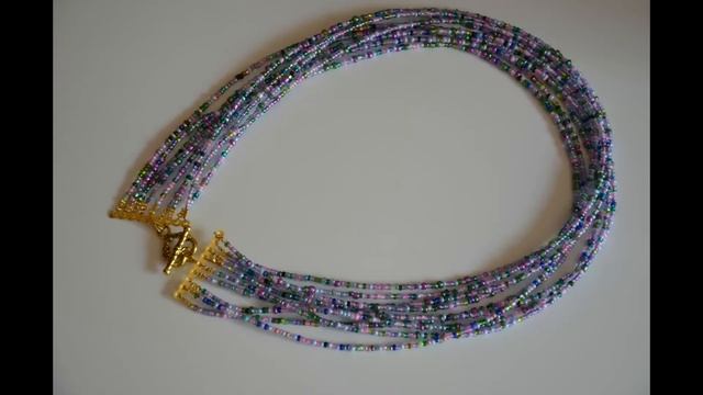 Многорядный Чокер из Бисера.Multi-row Beaded Choker "Light of Summer Stars".