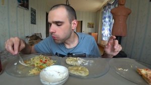МУКБАНГ АСМР МАНТЫ С ГОВЯДИНОЙ / ПИЦЦА МАРГАРИТА/ САЛАТ ВИТАМИННЫЙ/ ОБЖОР/ EATING ASMR Mukbang #758