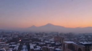 Sunset and mount Ararat! View from Cascade. Вид с Каскада га гору Арарат