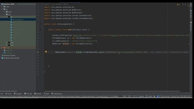 Session_06google text auto suggest|Handle auto suggestion textfields using Actions class of Seleniu