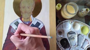 Написание иконы. Урок #4, часть 1. Пишем фелонь, первая плавь.