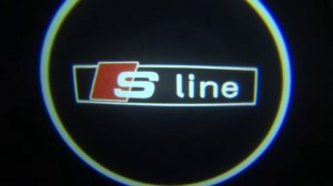 Лазерная проекция логотипа в двери S line Ауди