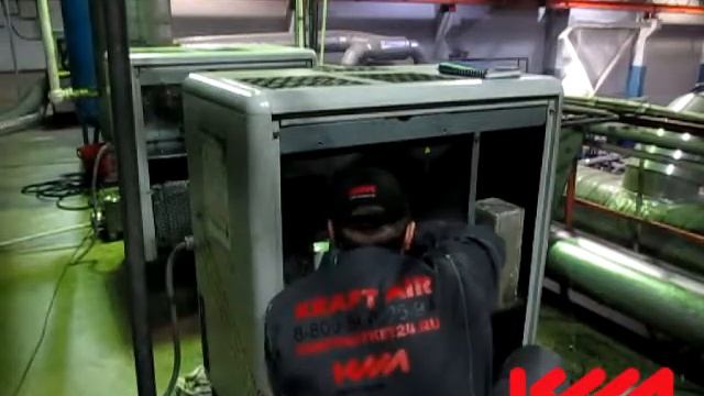 Демонтаж винтового блока Atlas Copco GA 11 FF смотреть онлайн