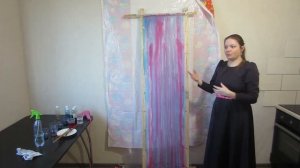 Мастер-класс по горячему батику. Роспись шелкового шарфа своими руками. Батик вертикальная роспись.