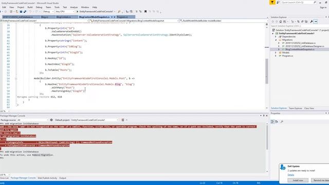Dot NetCore EntityFramework CodeFirst CRUD Console App
