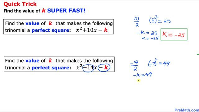 EASY SHORTCUT!Find the Value of K that Makes a Perfect Square Trinomial - Quick & Simple Trick смотреть онлайн