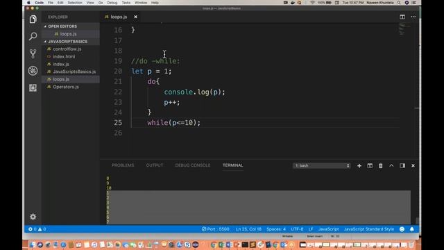 Different Loops (for, while, do-while, for-in, for-of) in JavaScript - Part -4