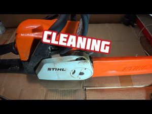 Чистка бензопилы STIHL MS 180 после эксплуатации.