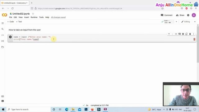 How to get Input from User in Python | Taking input in Python using input() function Google colab