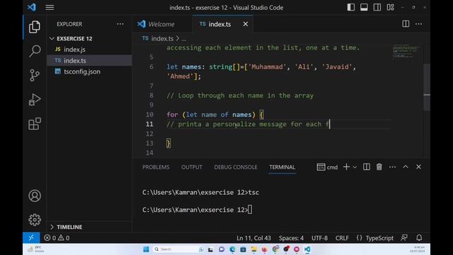 how to use for...of loop in TypeScript