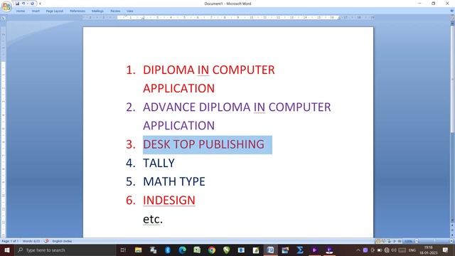 ADVANCE COMPUTER COURSE (like Word, Excel, Pagemaker, Photoshop, Coreldraw, Math Type, Indesign etc