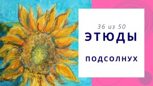 36. Как нарисовать подсолнух гуашью и масляной пастелью. Серия видео «50 этюдов»