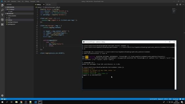 Making a Discord bot with Discord.js - Javascript - Node.js